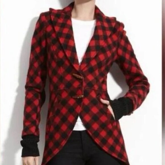 Smythe Jackets & Blazers - SMYTHE Red & Black Plaid Jacket
